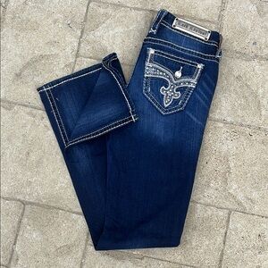 Rock Revival Blue Boot Cut Jeans with Signature Stitching